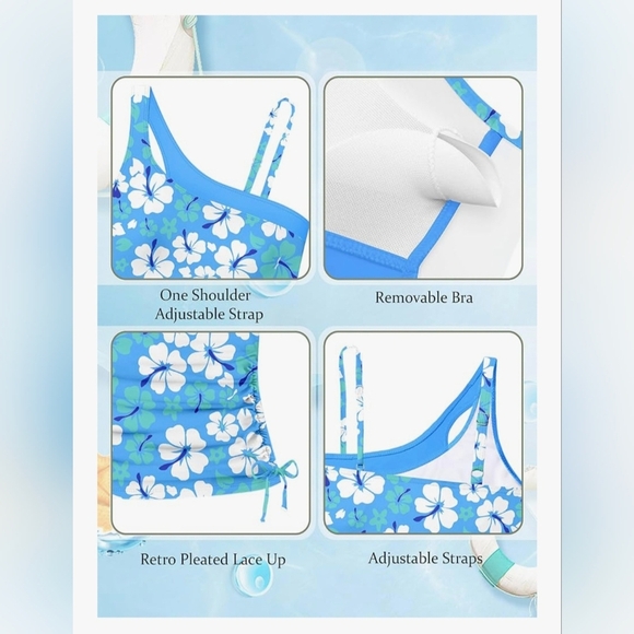 Girls Tankini Swimsuit Floral Print #881 NWOT - Picture 9 of 11